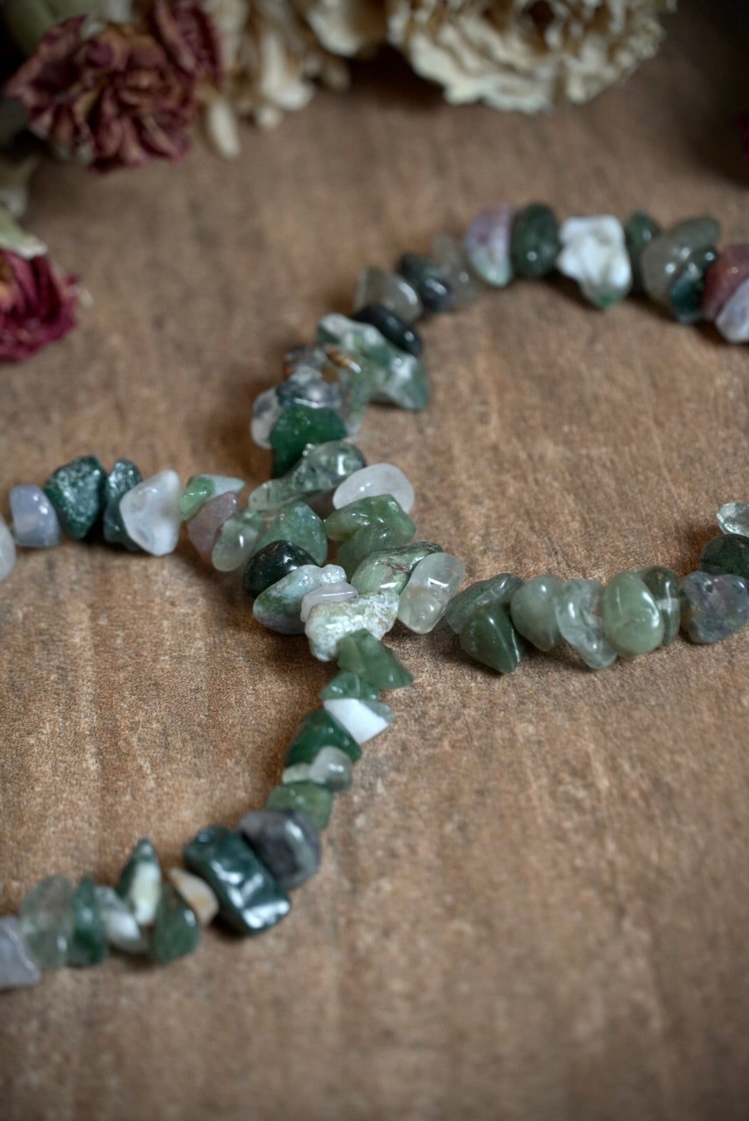 Moss Agate Chip Bracelet