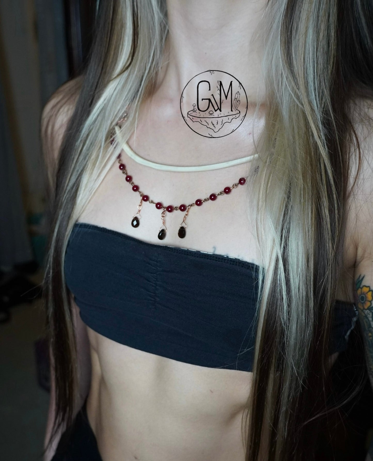 Deer Rib Copper & Crocheted Drop Necklace