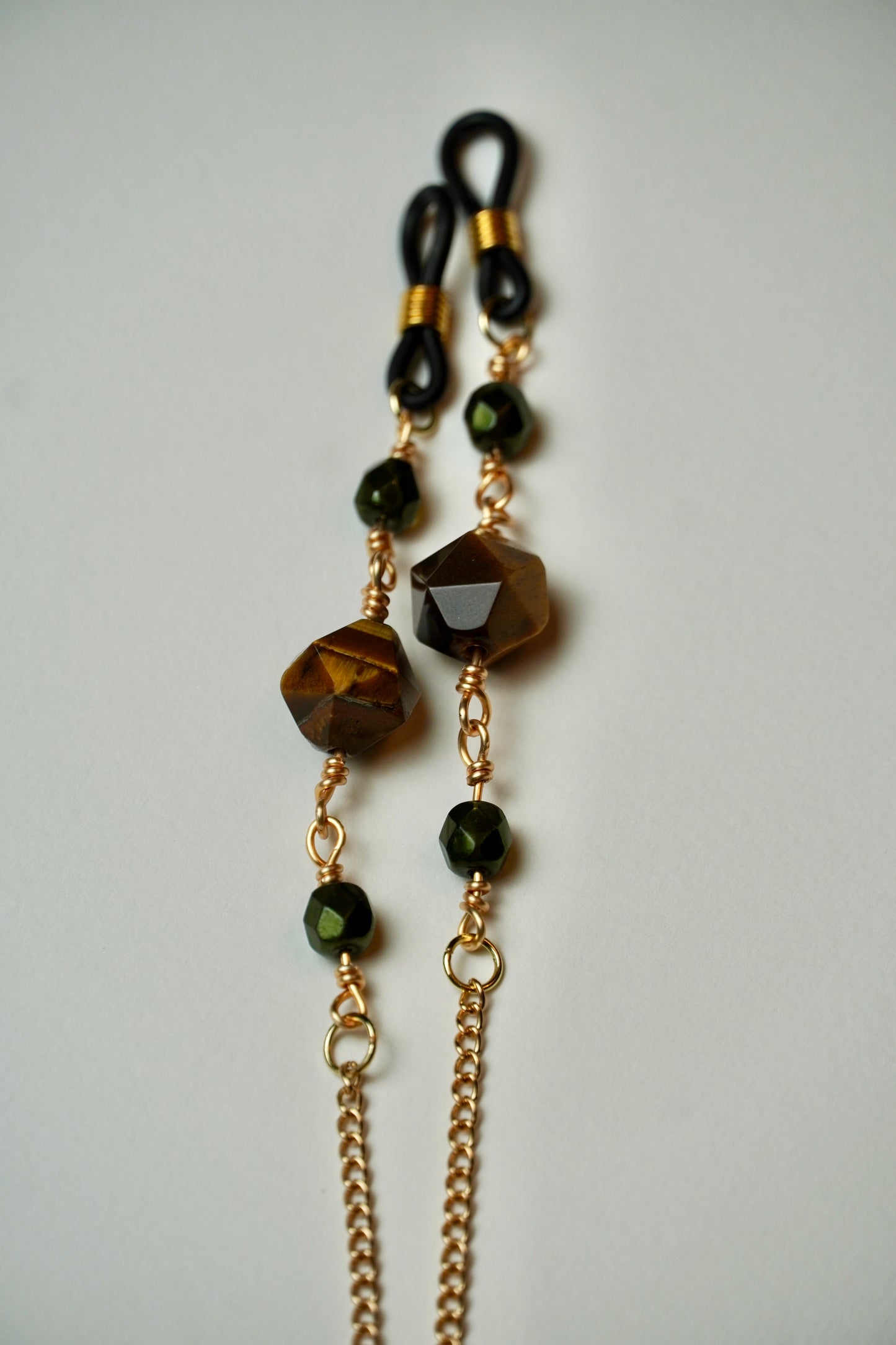 Faceted Tigers Eye Gold Eye Glass Bead Chains