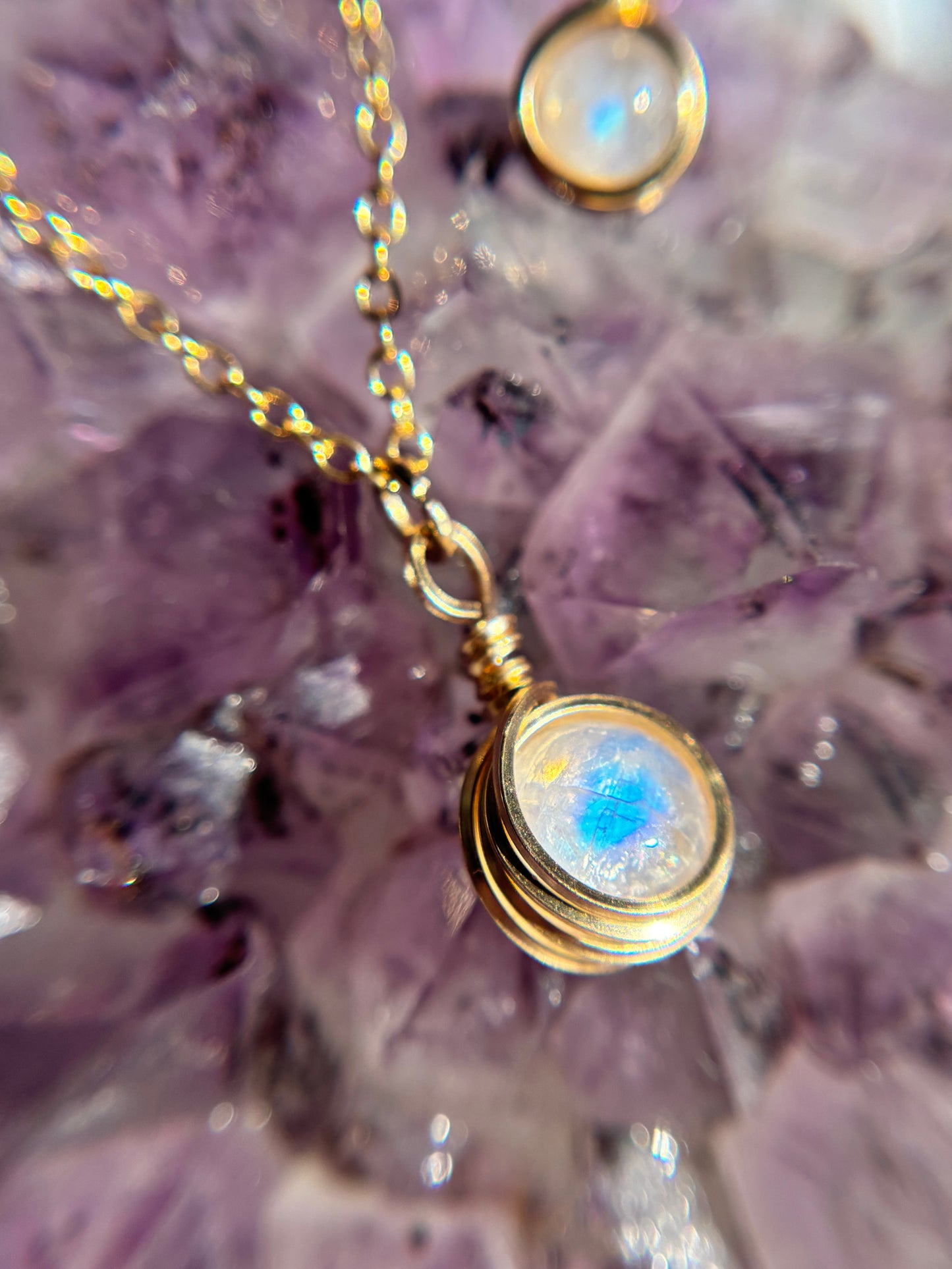 14k Gold Filled Moonstone Earring & Necklace Set