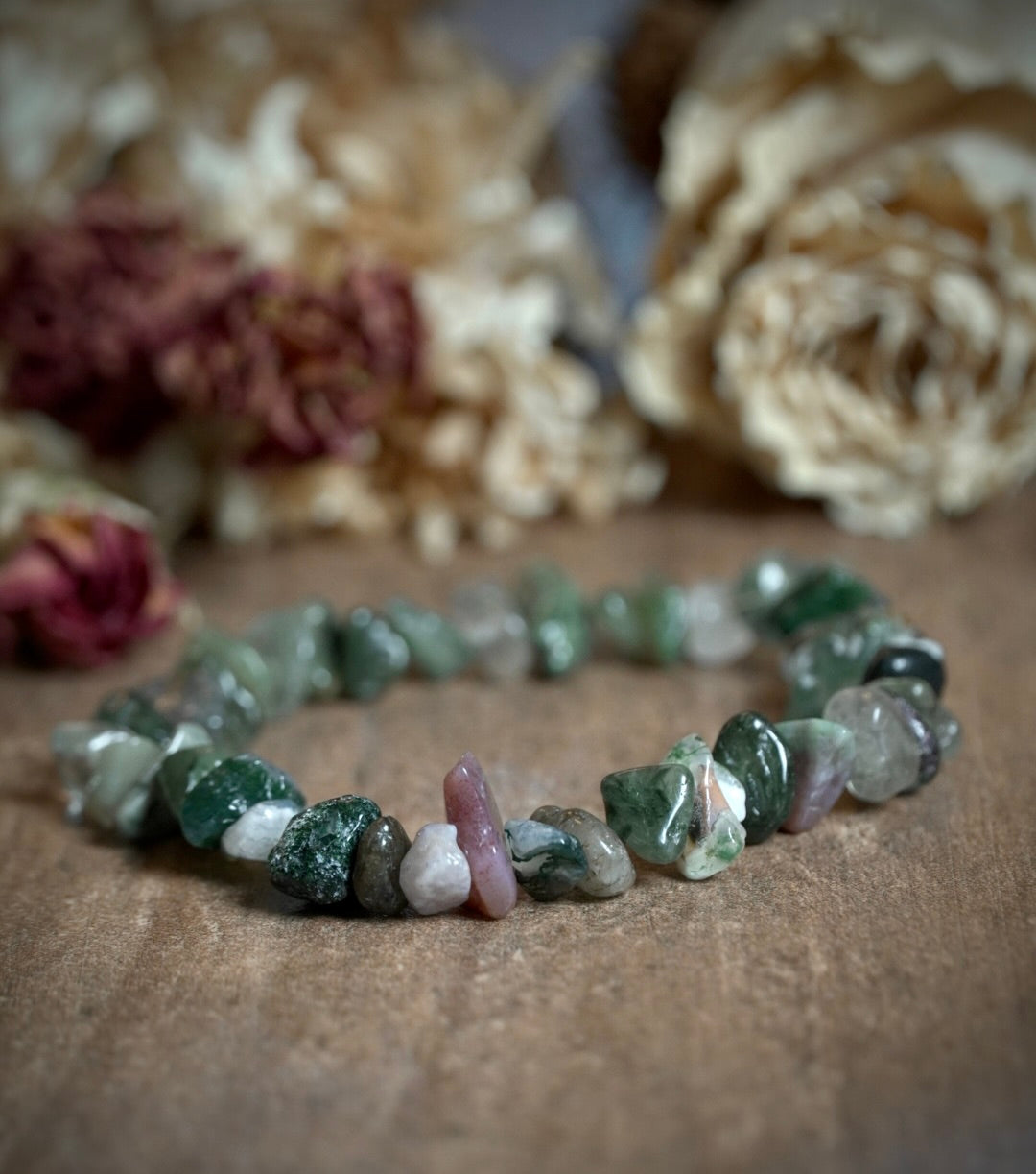 Moss Agate Chip Bracelet