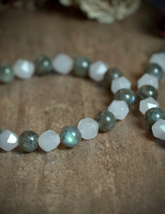 Faceted Rose Quartz & Labradorite Bracelet