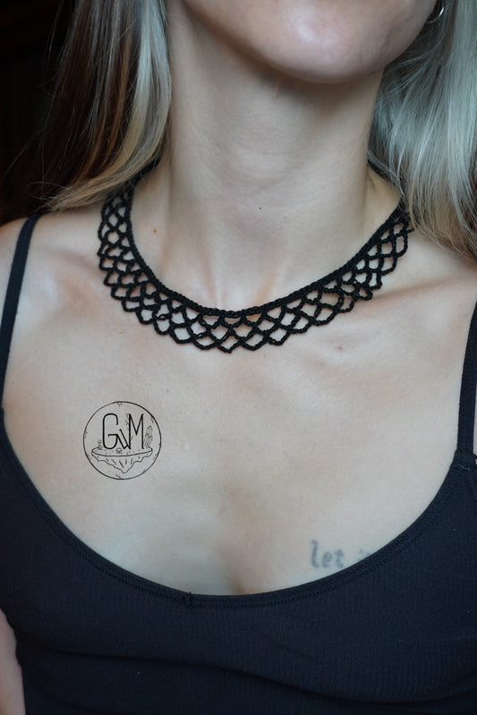 Crocheted Black Lace Collar