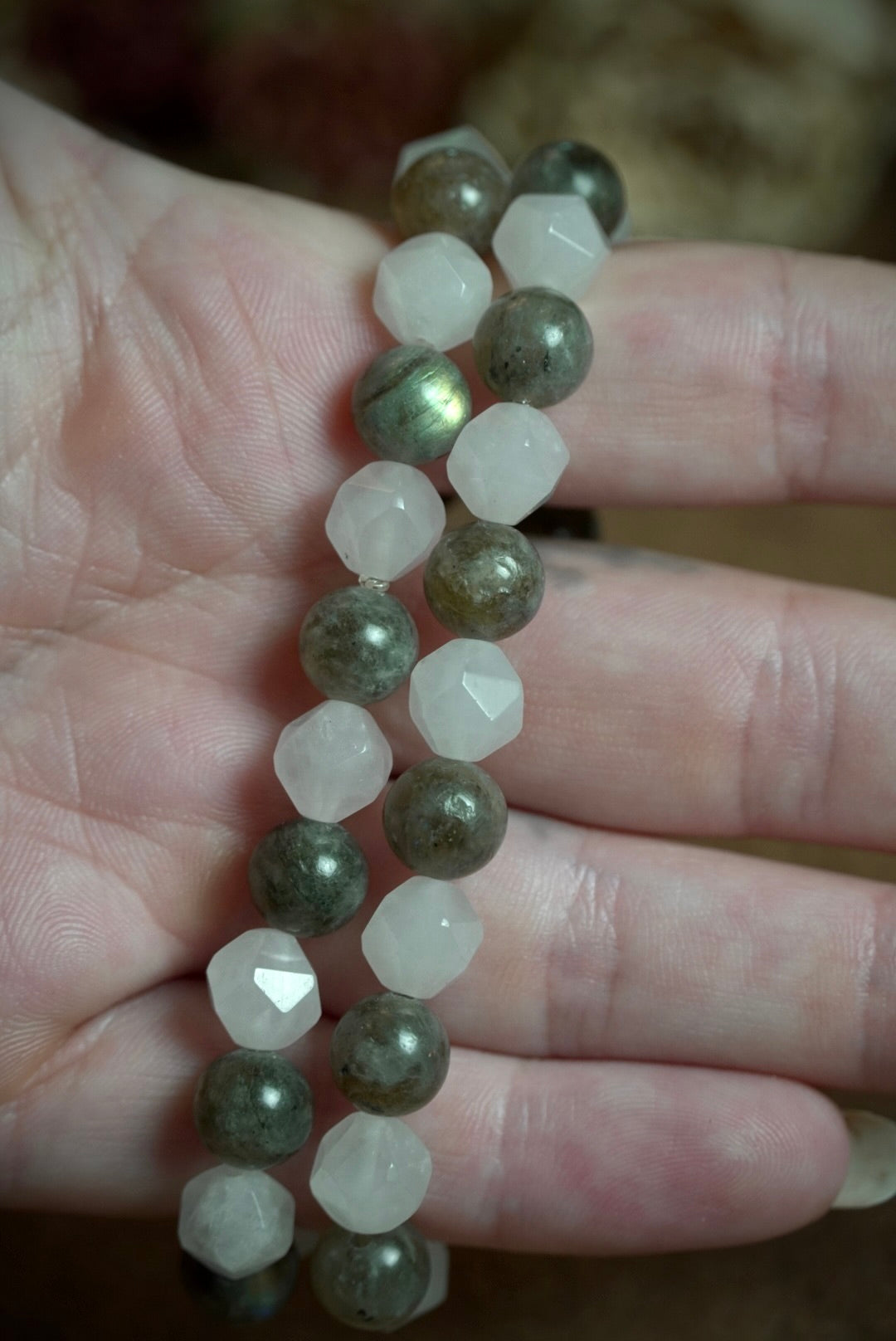 Faceted Rose Quartz & Labradorite Bracelet