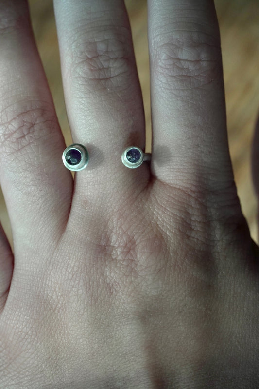 Sterling Silver Open Amethyst Ring