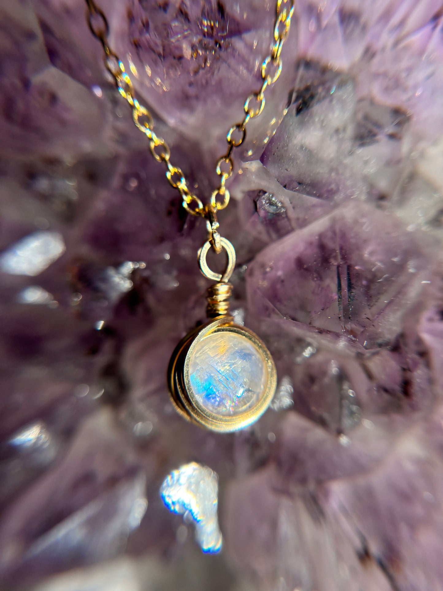 14k Gold Filled Moonstone Earring & Necklace Set