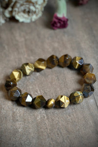 Jumbo Faceted & Round Tigers Eye Bracelet