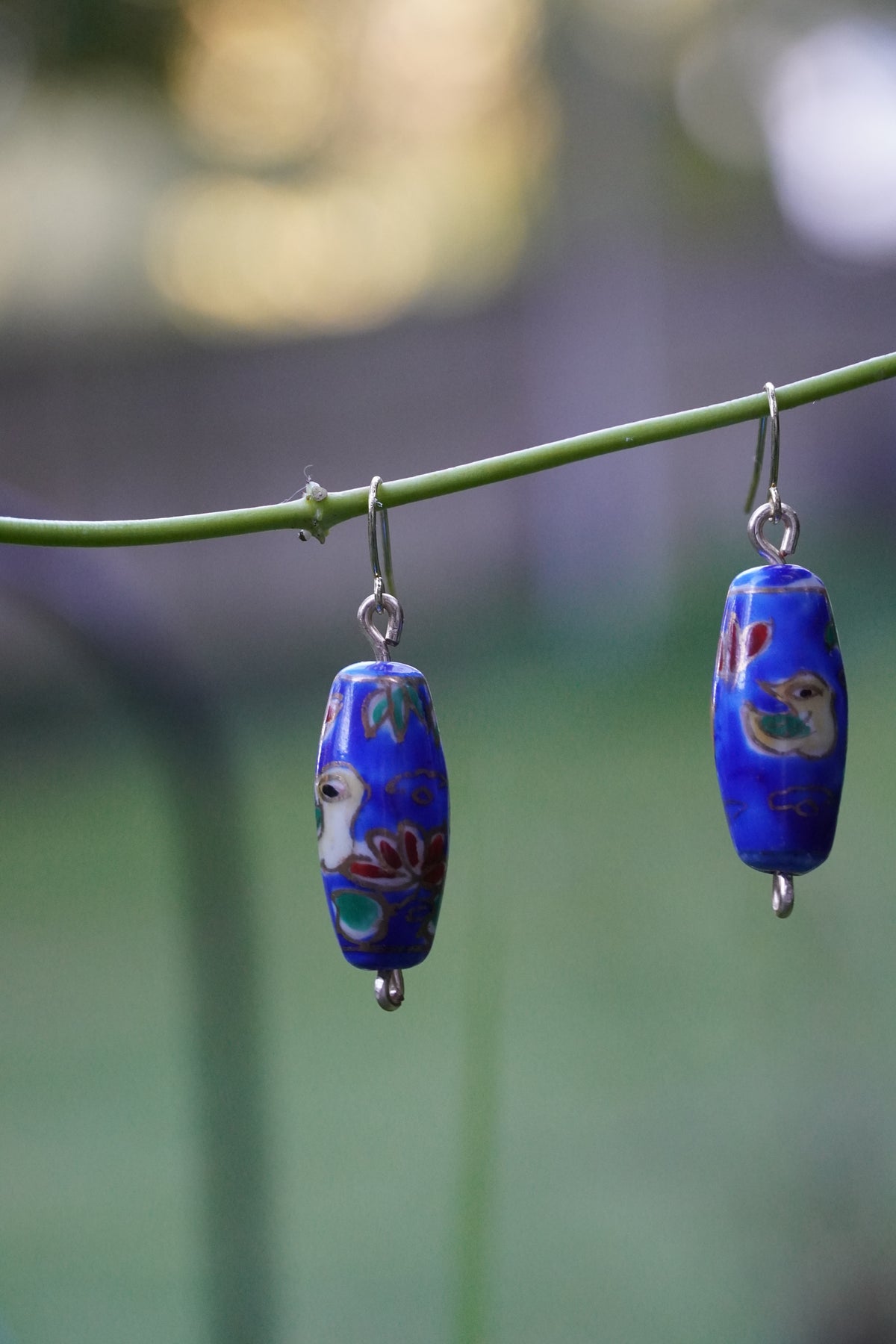 Blue Ceramic Bead Earring