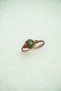 Unakite Copper Ring: Size 12.5