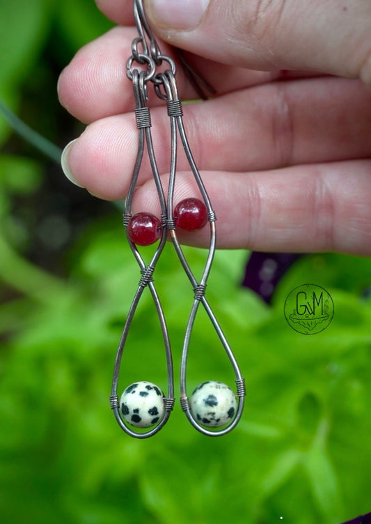 Dalmatian Jasper Copper Earrings