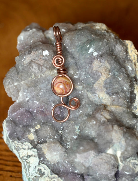 Copper Crazy Lace Agate Joint Holder Pendant
