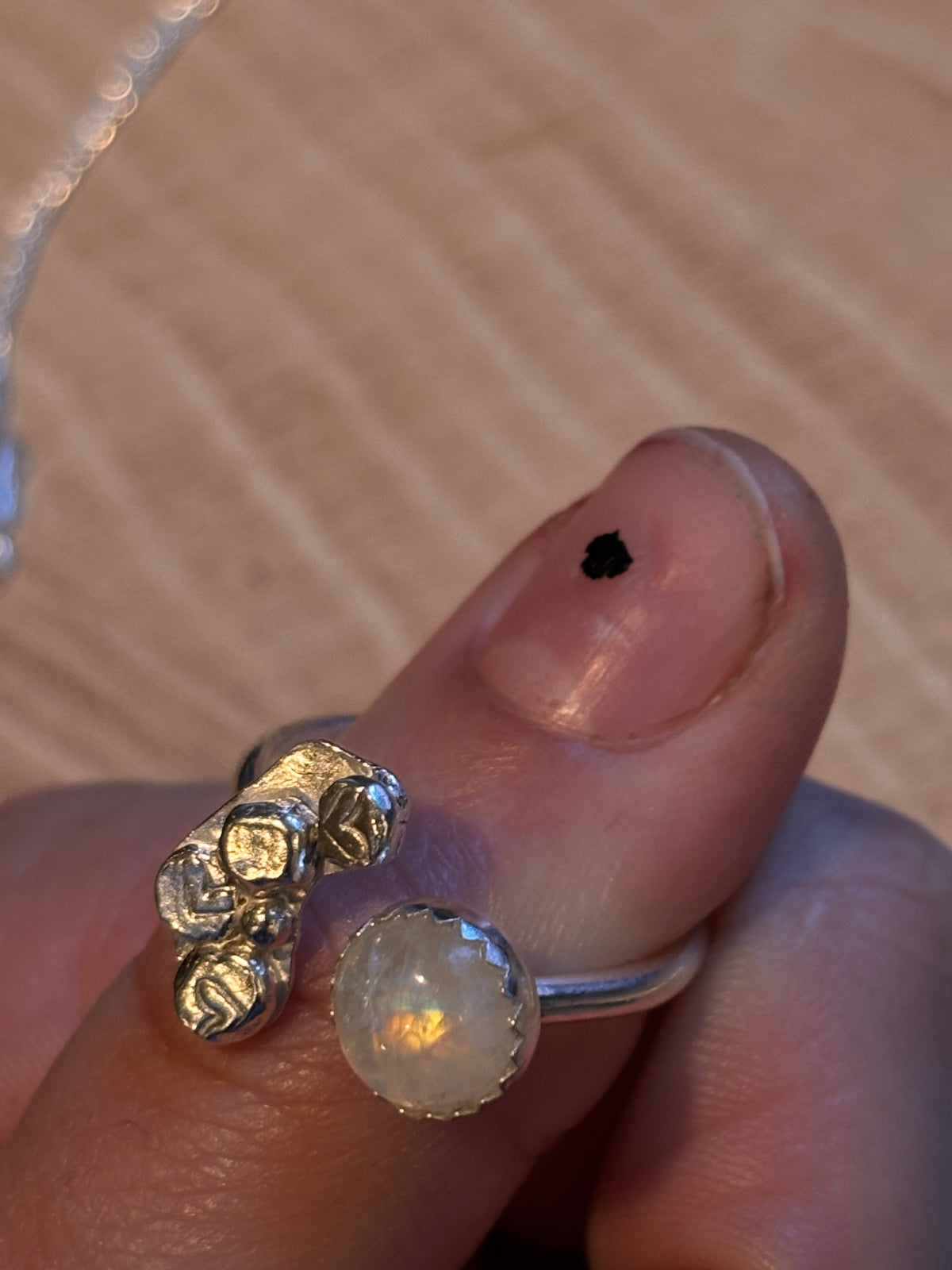 Sterling Silver Moonstone Open Ring