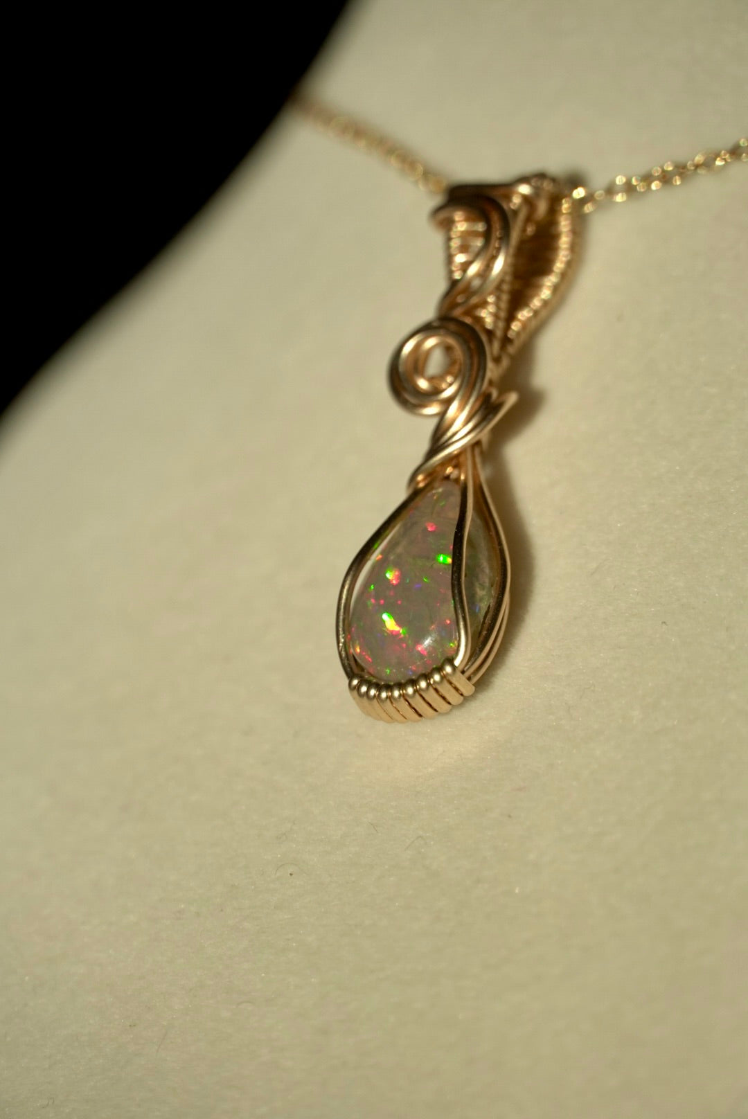 RARE Natural Dark Ethiopian Opal in 14k Gold Filled