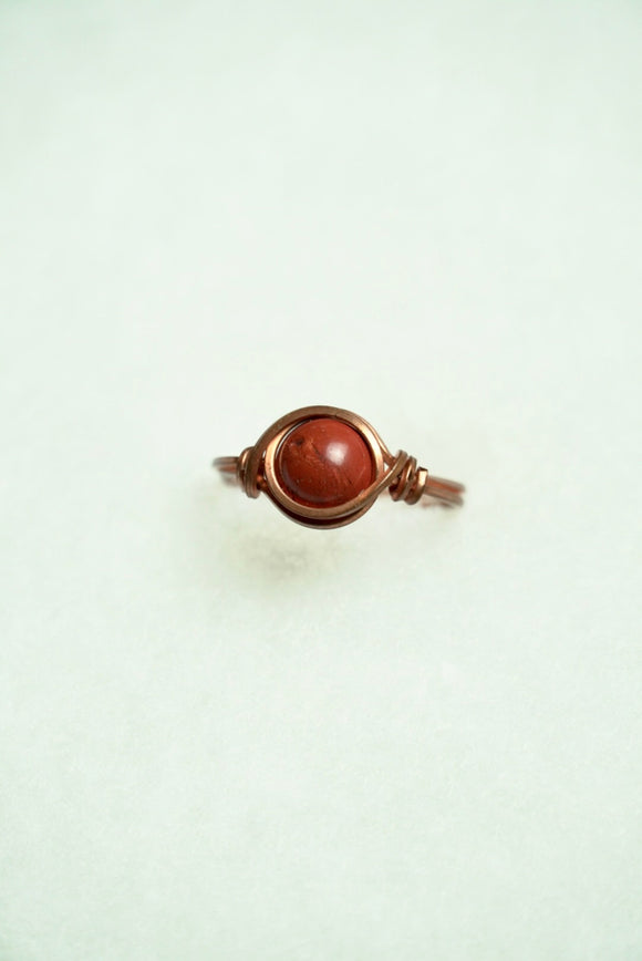 Red Jasper Copper Ring: Size 7