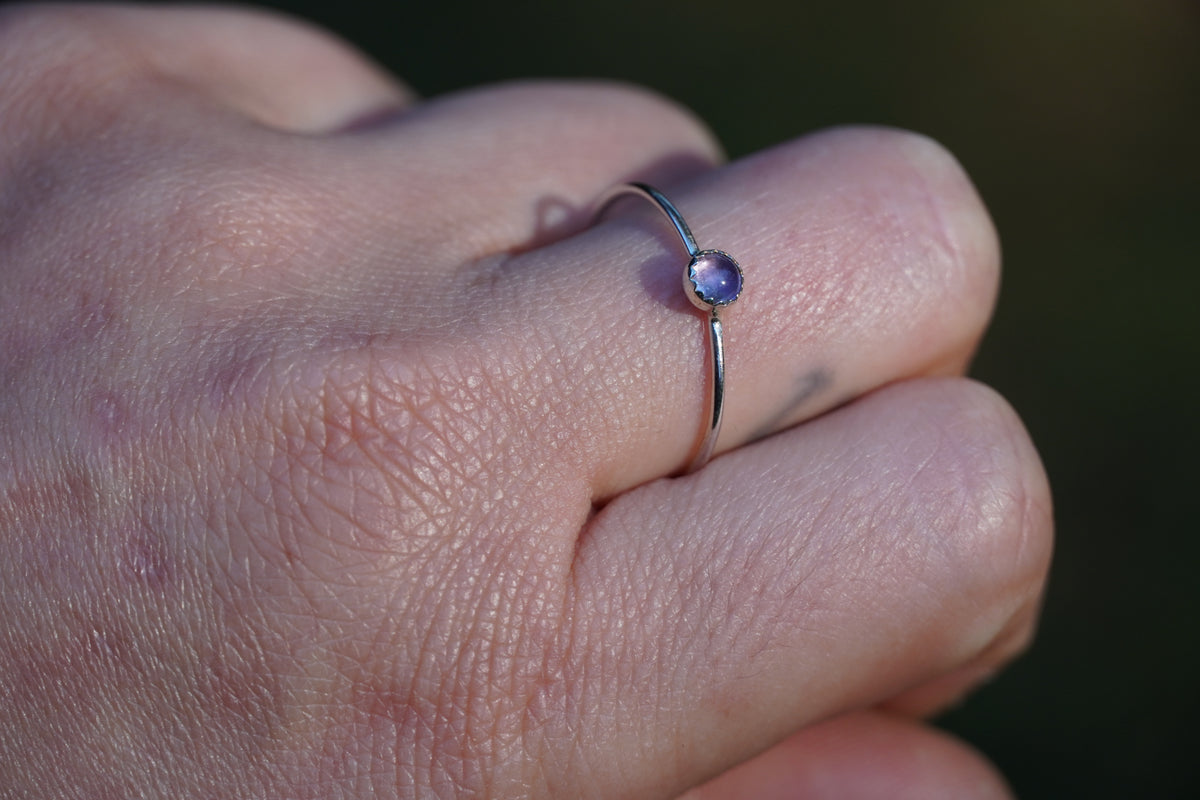 Dainty Amethyst Silver Ring