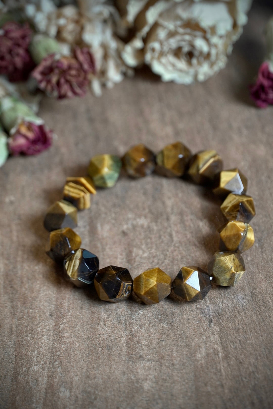 Jumbo Faceted Tigers Eye Bracelet