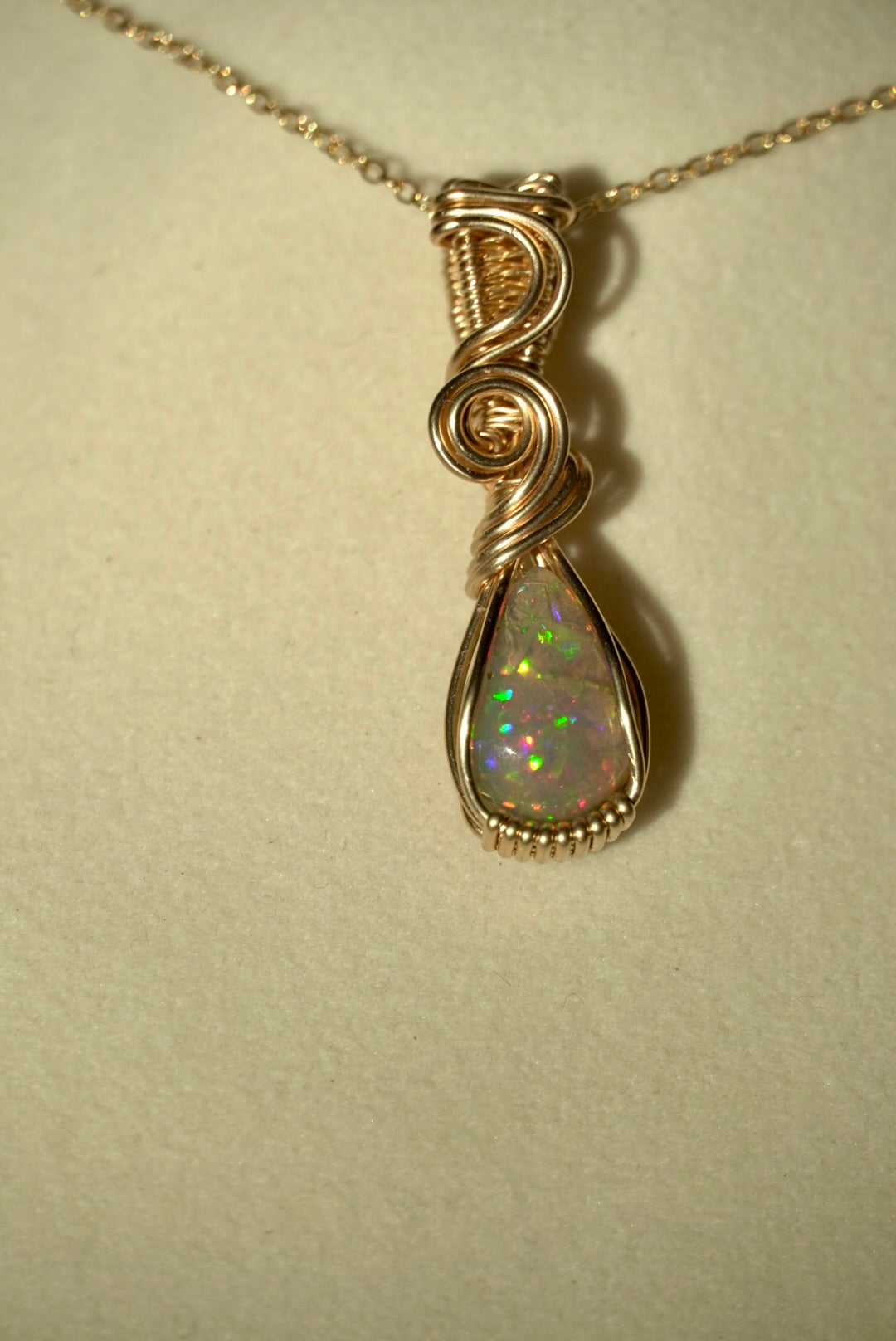 RARE Natural Dark Ethiopian Opal in 14k Gold Filled