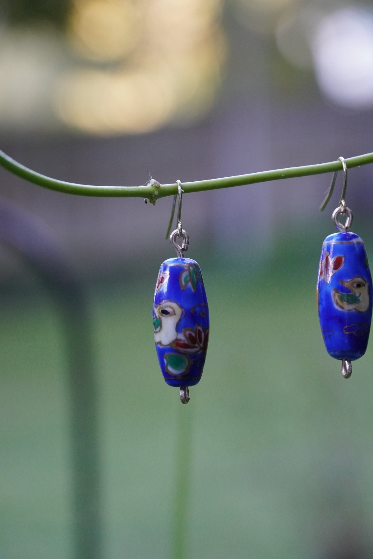 Blue Ceramic Bead Earring