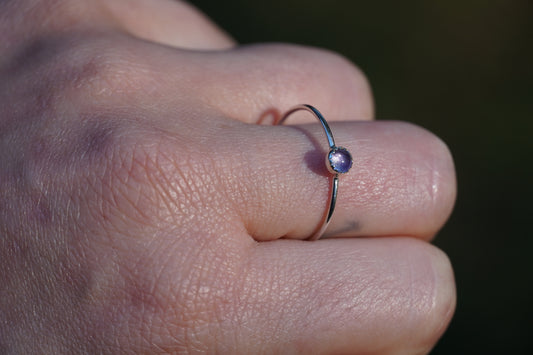 Dainty Amethyst Silver Ring