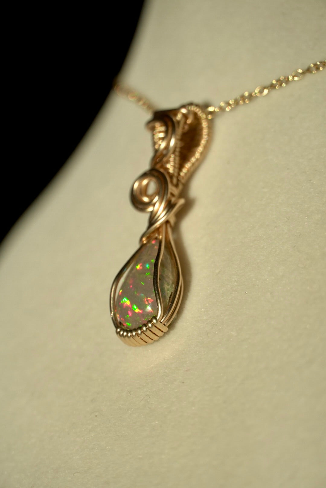 RARE Natural Dark Ethiopian Opal in 14k Gold Filled