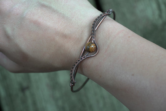 Calligraphy Jasper Copper Weaved Bangle