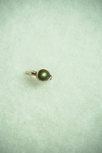 Silver Plated Labradorite Ring: Size 7