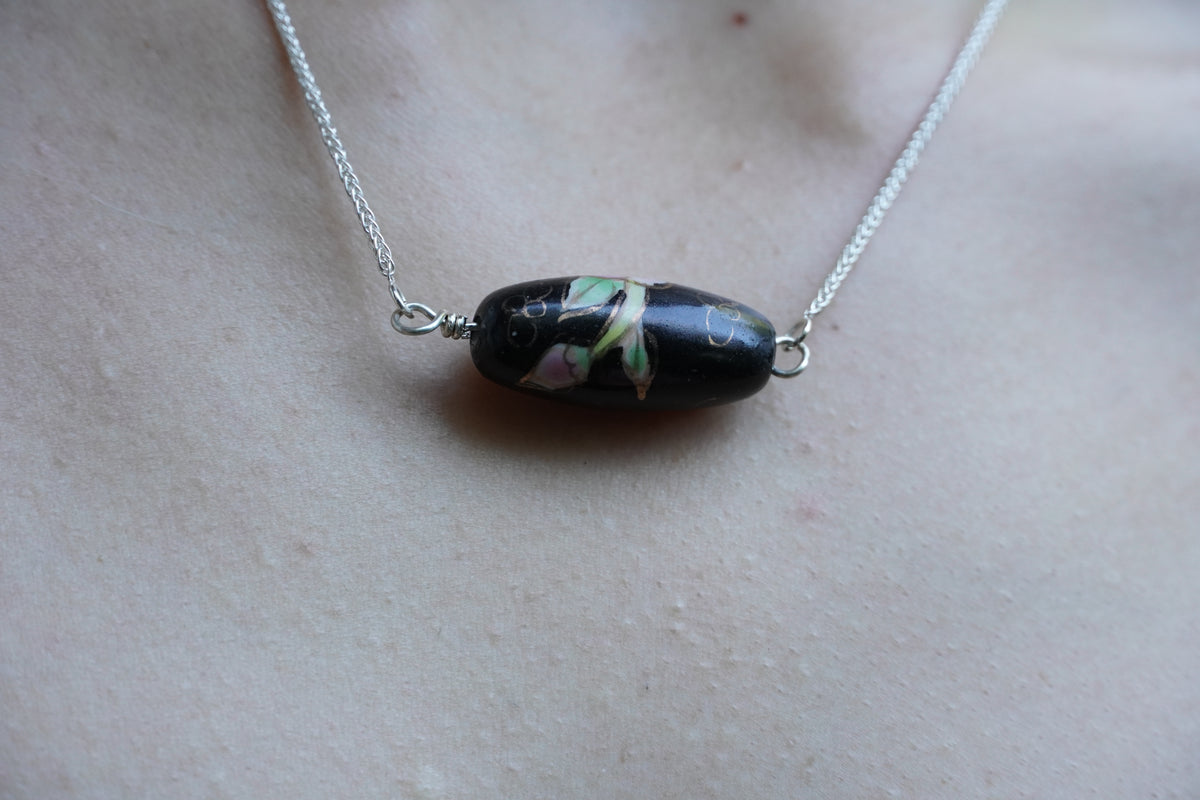 Black Ceramic Sterling Silver Necklace