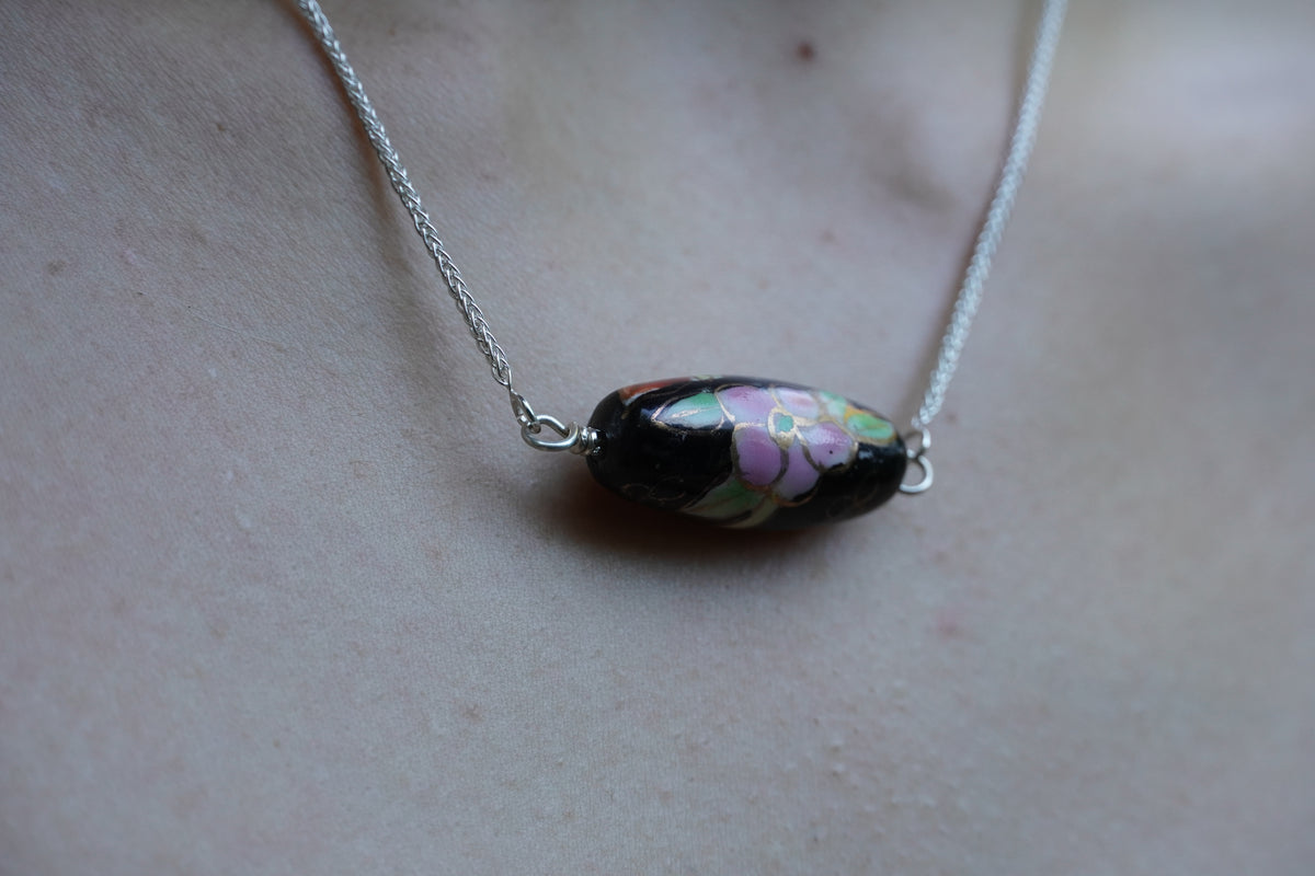 Black Ceramic Sterling Silver Necklace