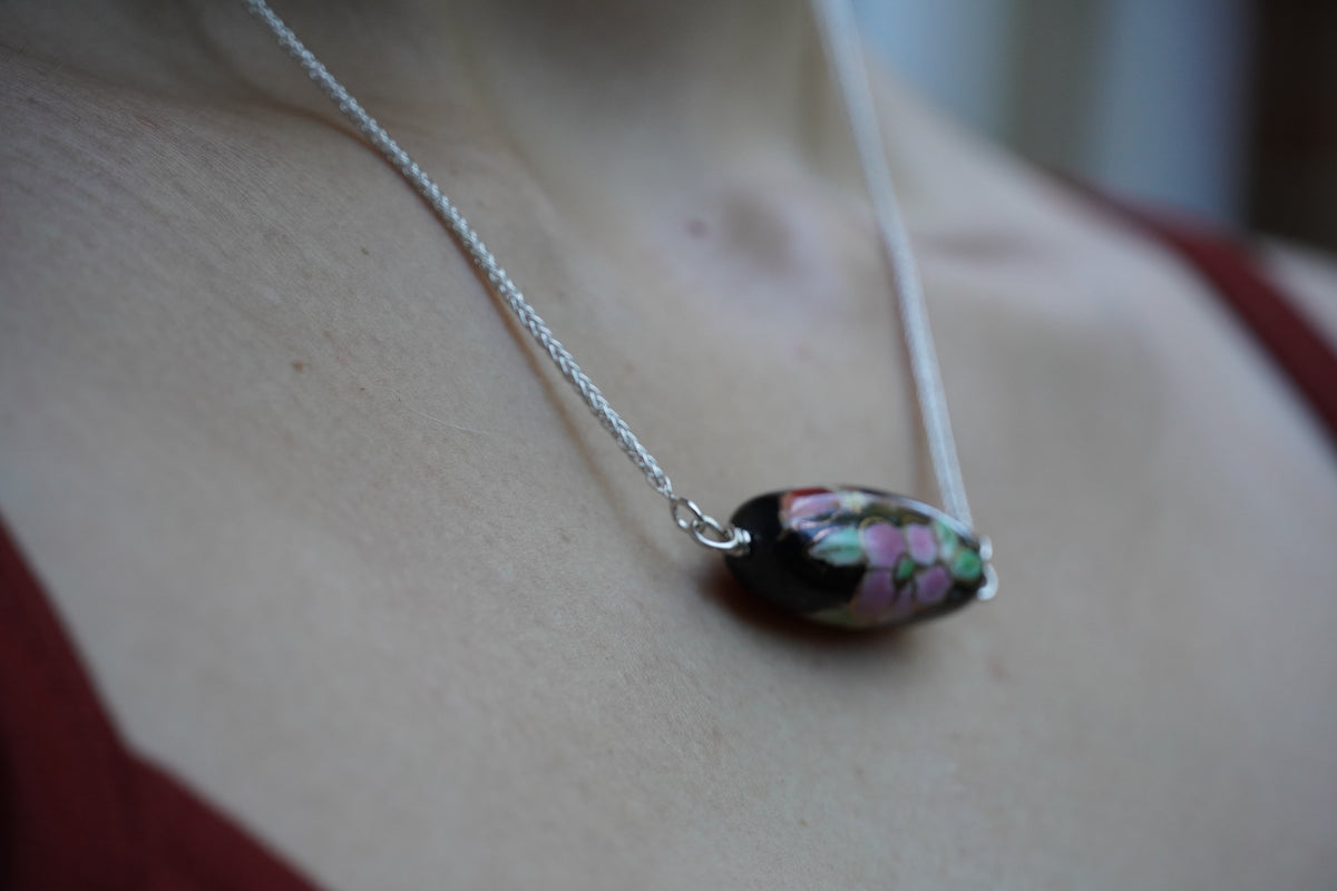 Black Ceramic Sterling Silver Necklace