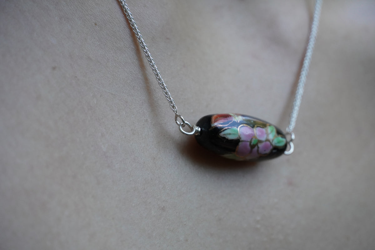 Black Ceramic Sterling Silver Necklace