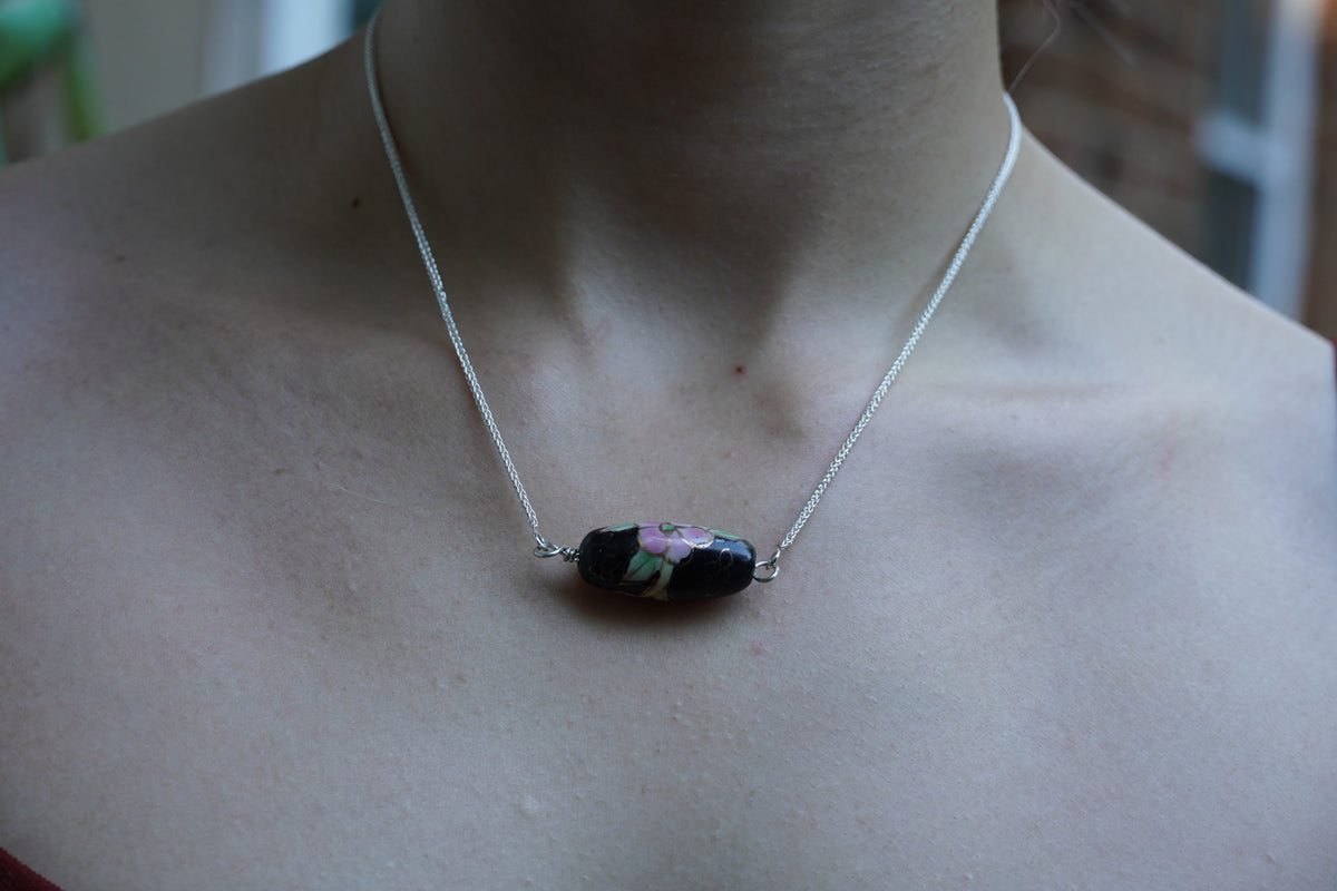 Black Ceramic Sterling Silver Necklace