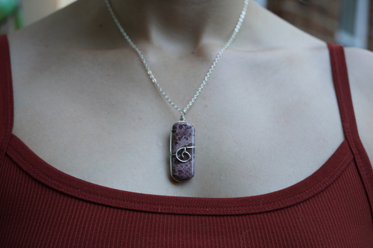 Sterling Silver Pink Imperial Jasper Stone Pendant