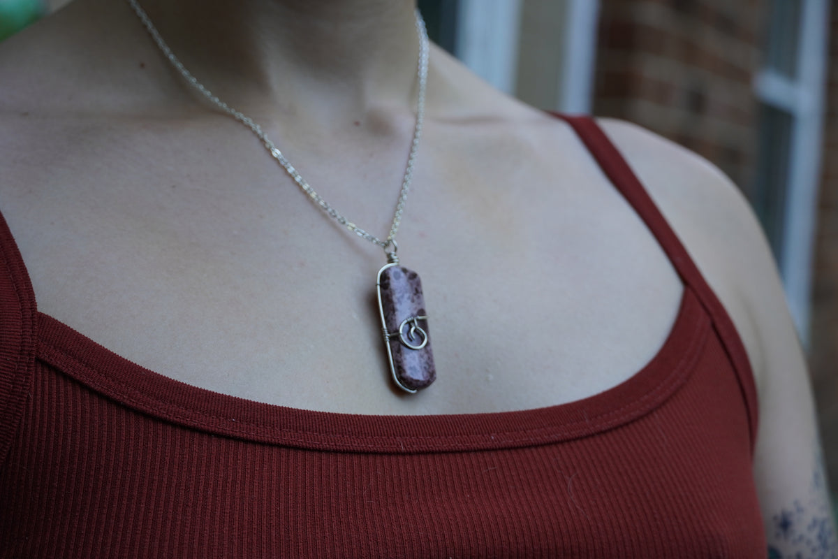 Sterling Silver Pink Imperial Jasper Stone Pendant