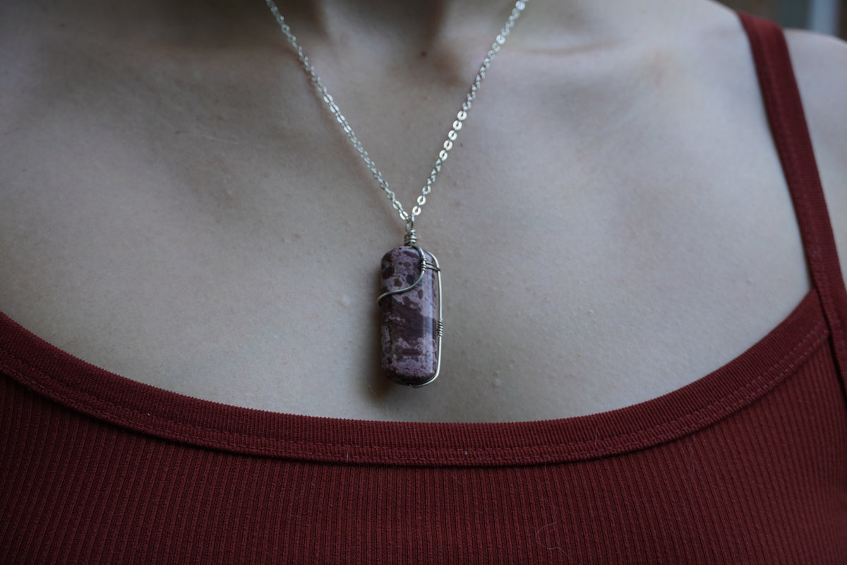 Sterling Silver Pink Imperial Jasper Stone Pendant