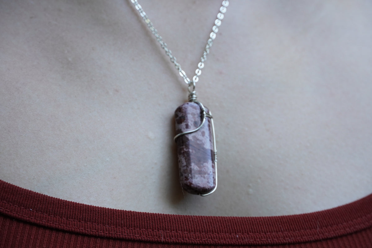Sterling Silver Pink Imperial Jasper Stone Pendant