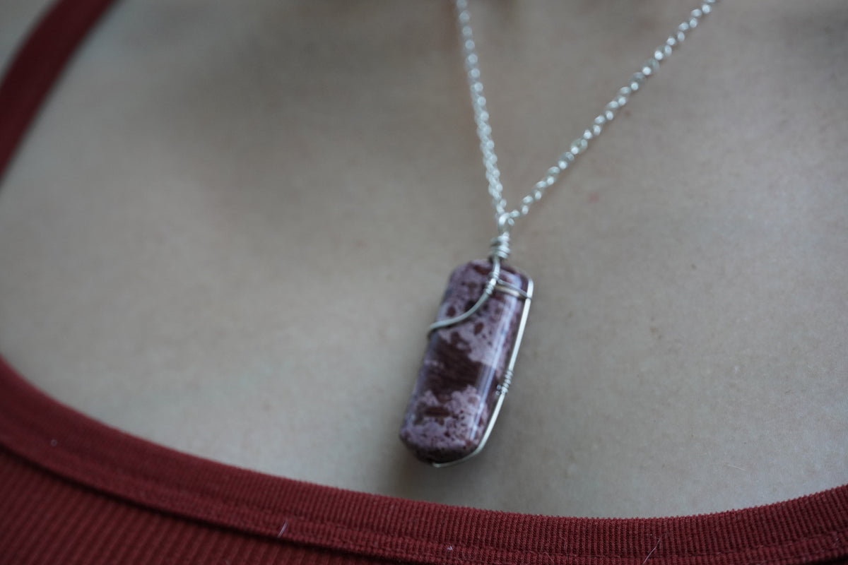 Sterling Silver Pink Imperial Jasper Stone Pendant
