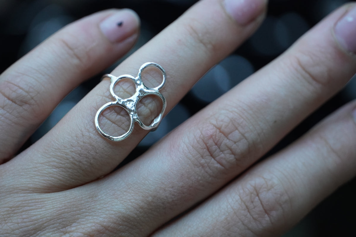Custom Size Silver Organic Bubble Ring