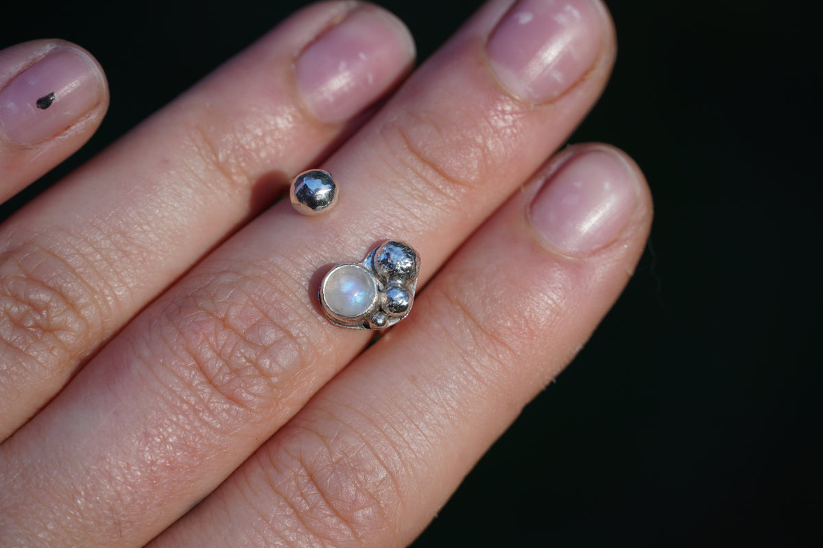 Sterling Silver Moonstone Open Ring