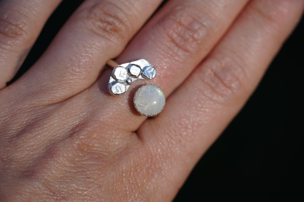 Sterling Silver Moonstone Open Ring