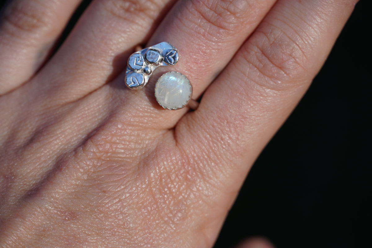 Sterling Silver Moonstone Open Ring