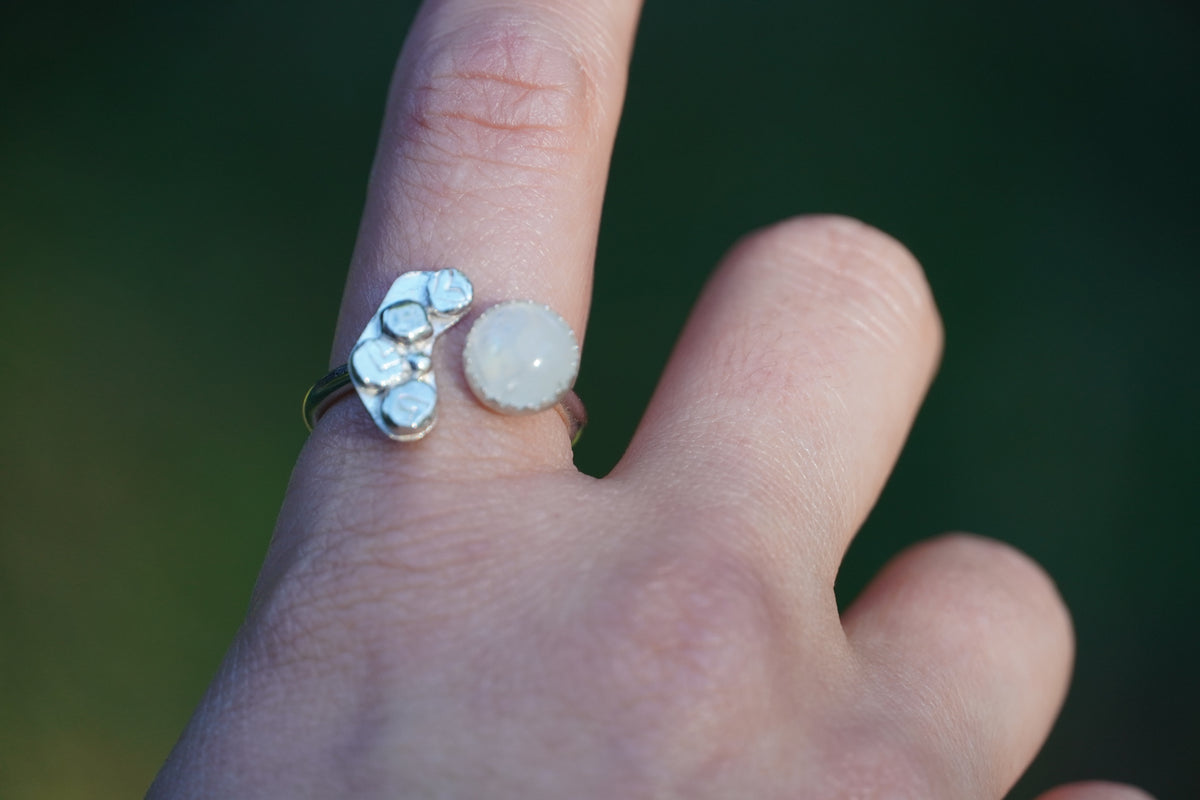Sterling Silver Moonstone Open Ring