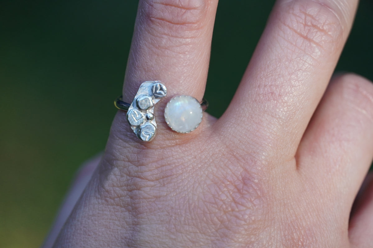 Sterling Silver Moonstone Open Ring