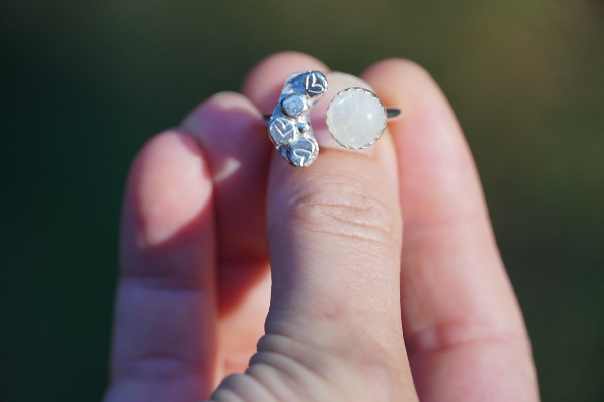 Sterling Silver Moonstone Open Ring