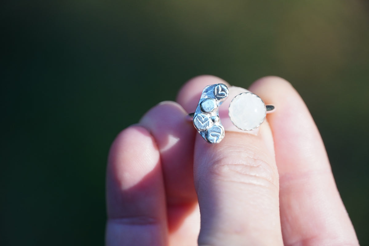 Sterling Silver Moonstone Open Ring