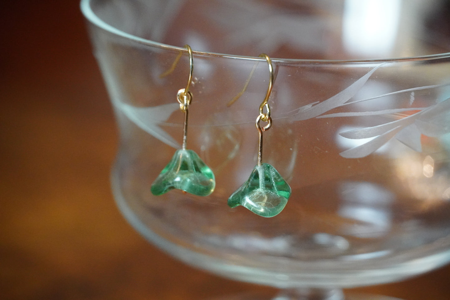 Glass Flower Drop Earrings