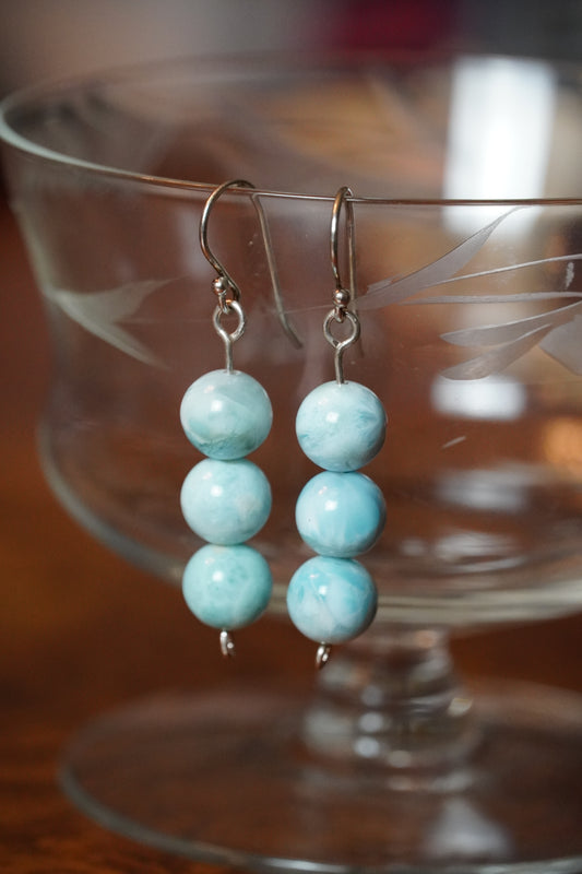 Sterling Silver Larimar Earrings