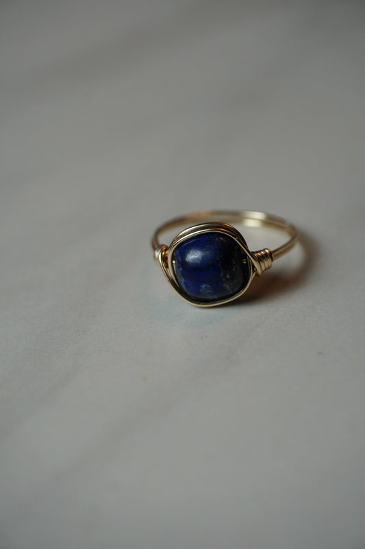 Gold Lapis Lazuli Ring: Size 12