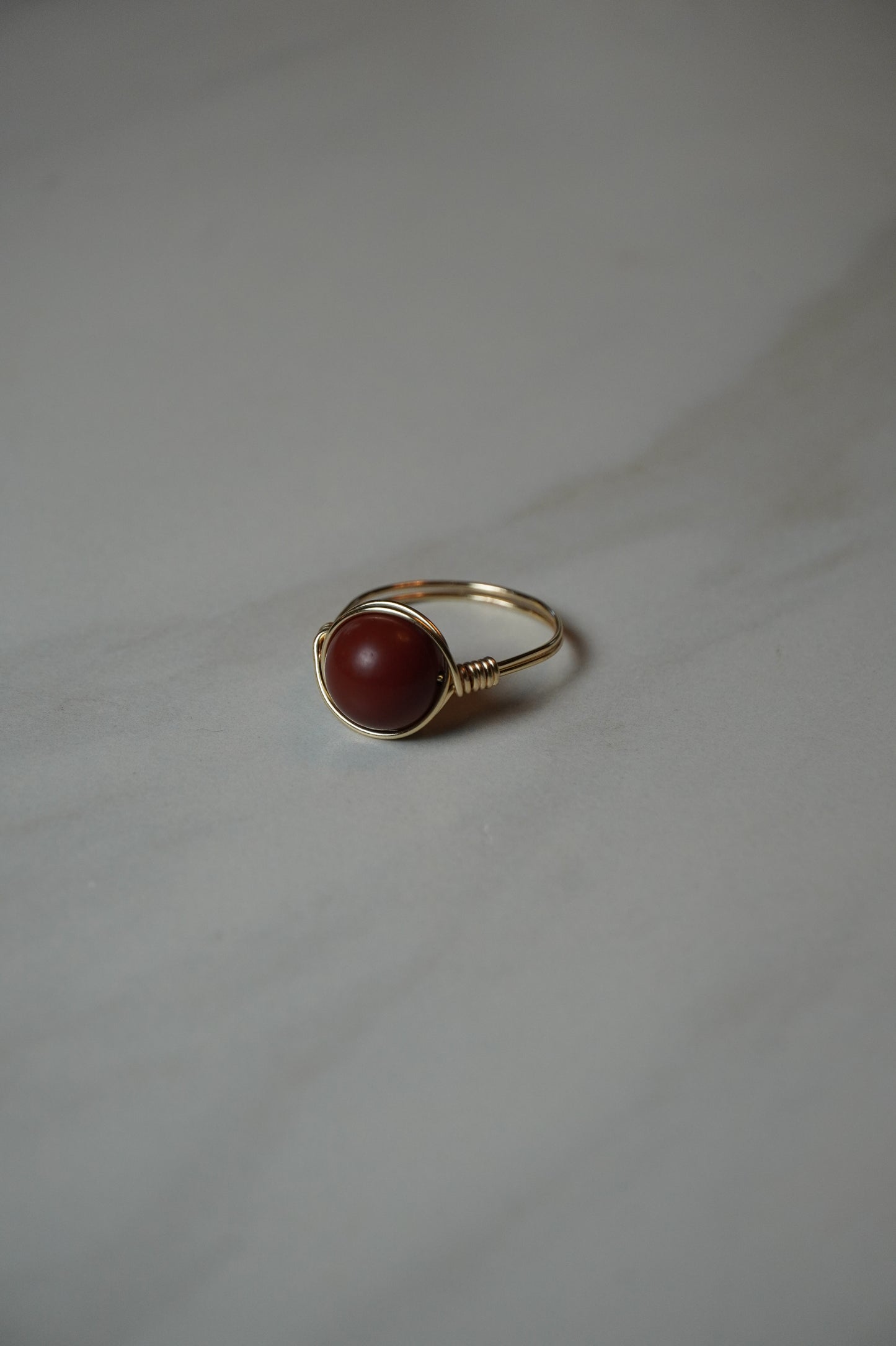 Gold Red Jasper Ring: Size 12