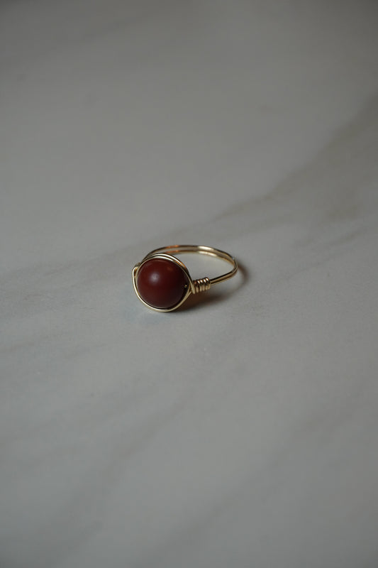 Gold Red Jasper Ring: Size 12