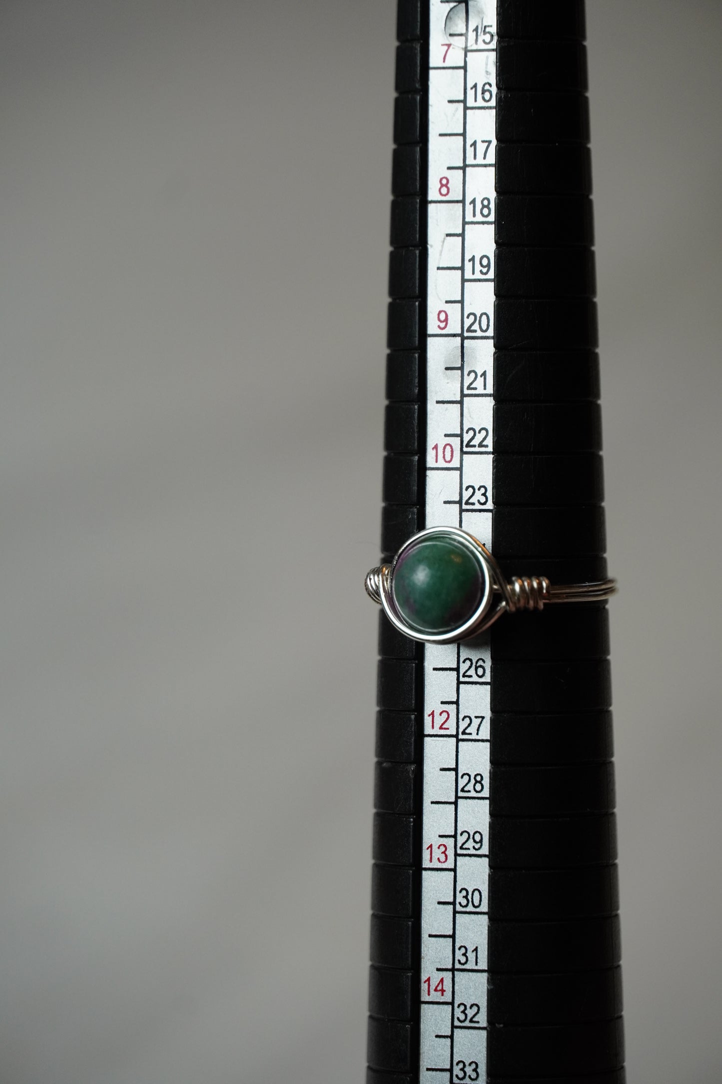 Silver Ruby Zoisite Ring: Size 10.5